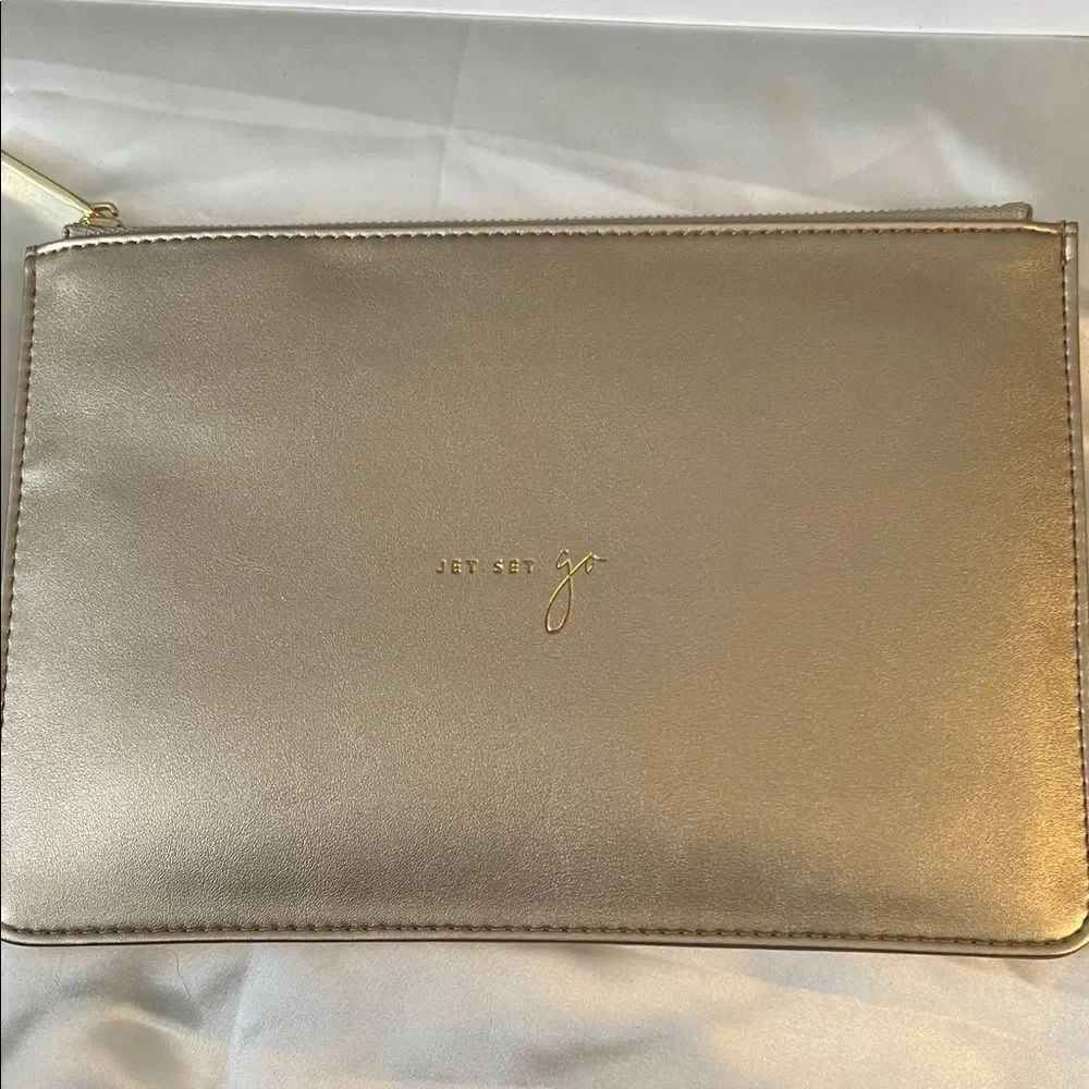Katie Loxton Jet Set Go Metallic Gold Perfect Pouch - NWT
